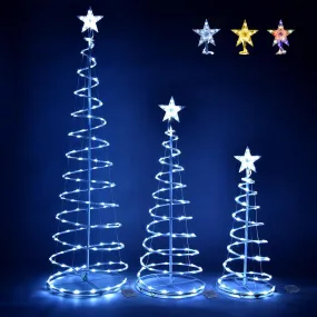 3ct Lighted Spiral Xmas Trees Battery Powered 6ft 4ft 3ft