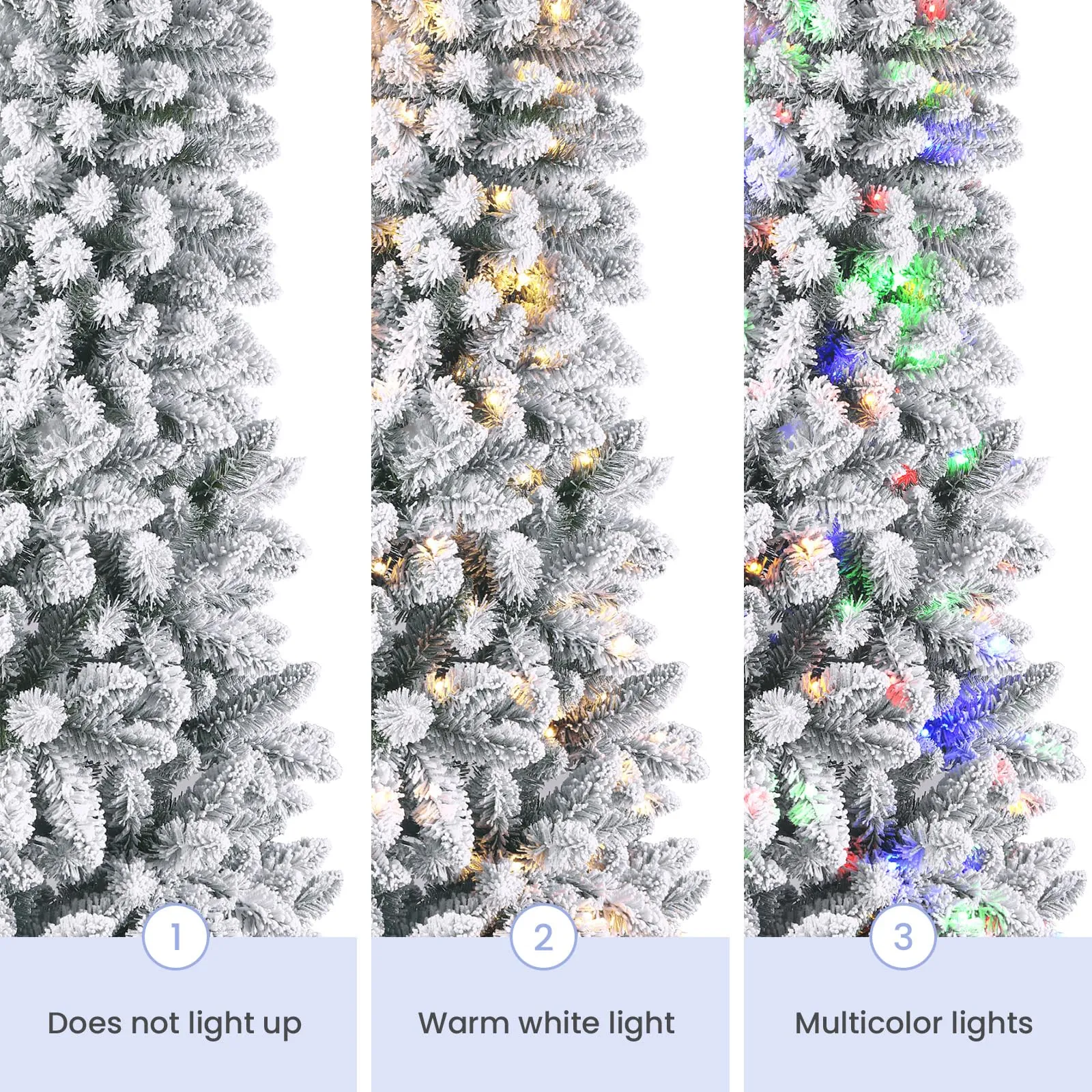 4ft Half Multi-Colored LED Changing Lights Prelit Snow Flocked Artificial Christmas Tree with Remote