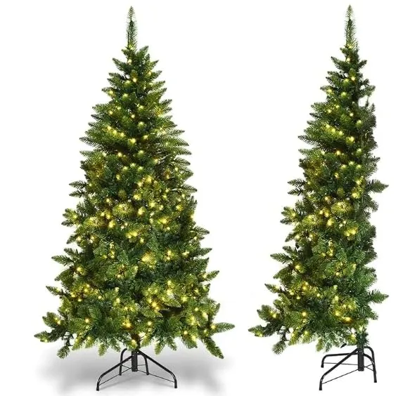 4ft Half Prelit Warm White & Multi-Color LED Lights Premium Artificial Hinged Christmas Tree with Remote Control