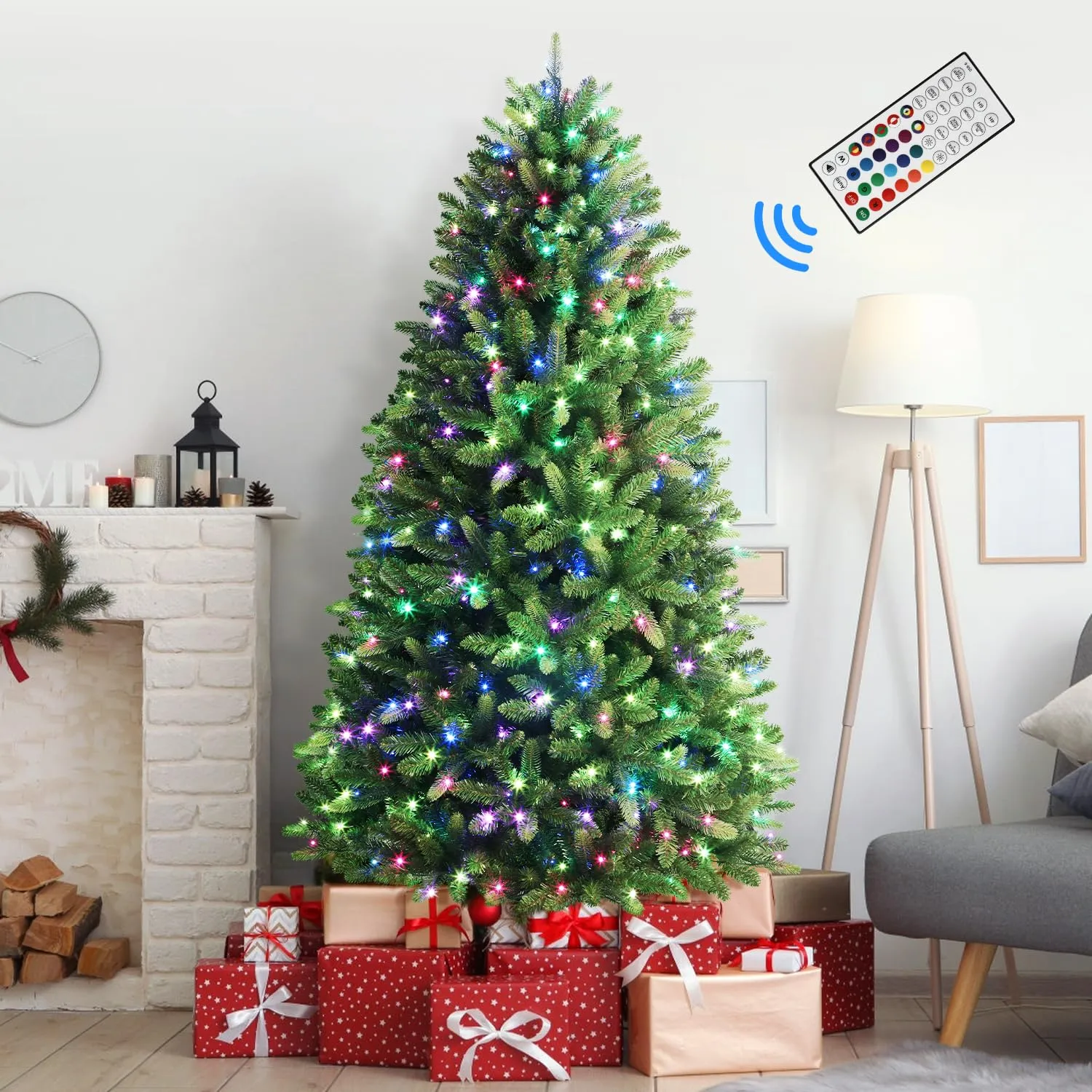 5ft Prelit Multi-Color RGB Lights Premium Artificial Hinged Full Christmas Tree with Remote Control