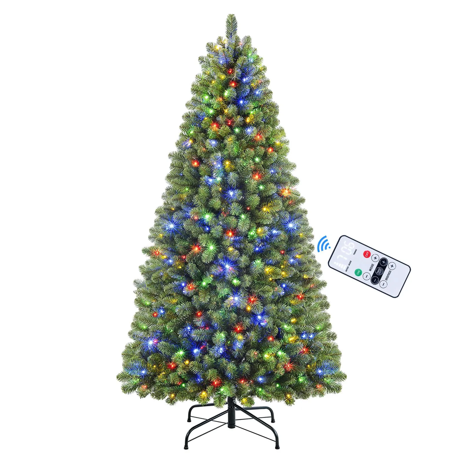 5ft Prelit Warm White & Color LED Changing Lights Premium Artificial Hinged Christmas Tree with Remote Control