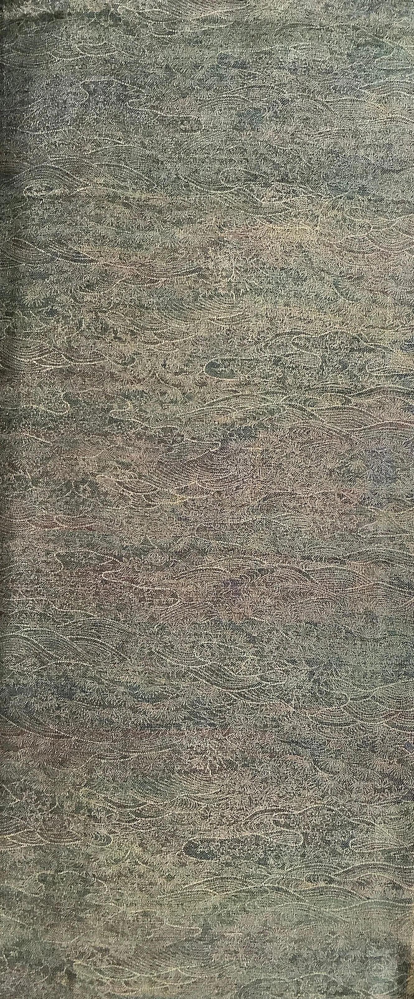 7822: 1960s Japanese Kimono Silk Fabric, Arai-Hari, 38in.Pc. Pixelated WavesMore