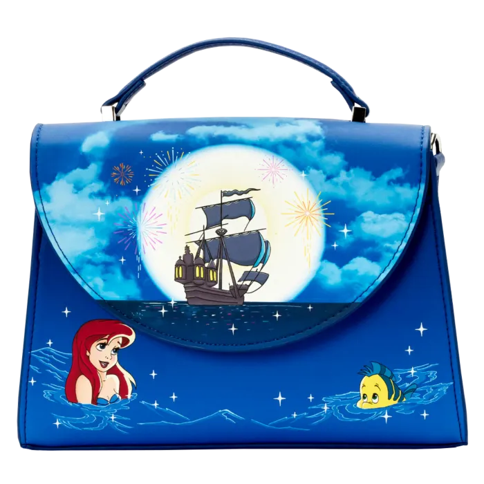 7" Disney : The Little Mermaid - Fireworks Glow in the Dark Faux Leather Crossbody Bag Loungefly