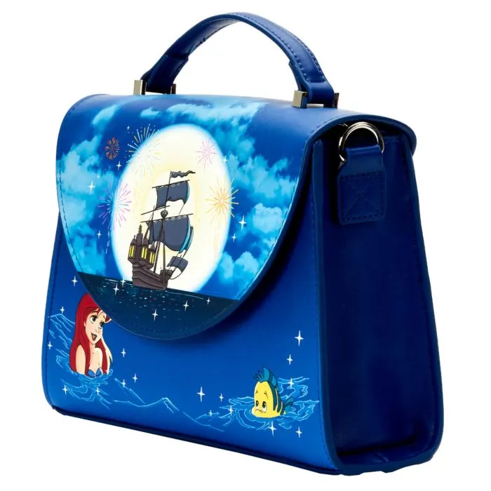 7" Disney : The Little Mermaid - Fireworks Glow in the Dark Faux Leather Crossbody Bag Loungefly