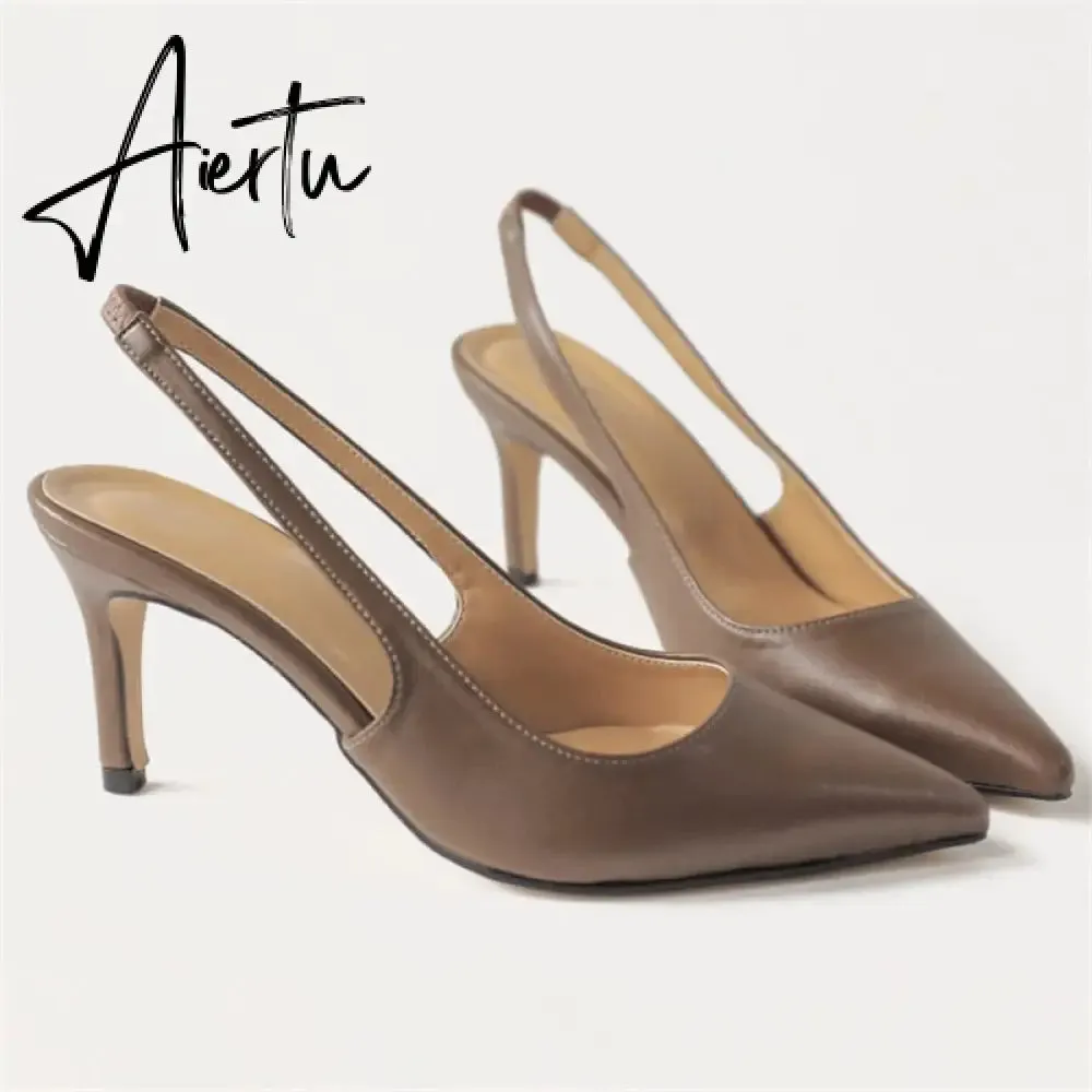 Aiertu Spring Autumn Shallow Mouth Pumps Sexy Pointed Toe Back Buckle High Heels Pumps Summer Sandals 8 CM 6 CM Women Shoes