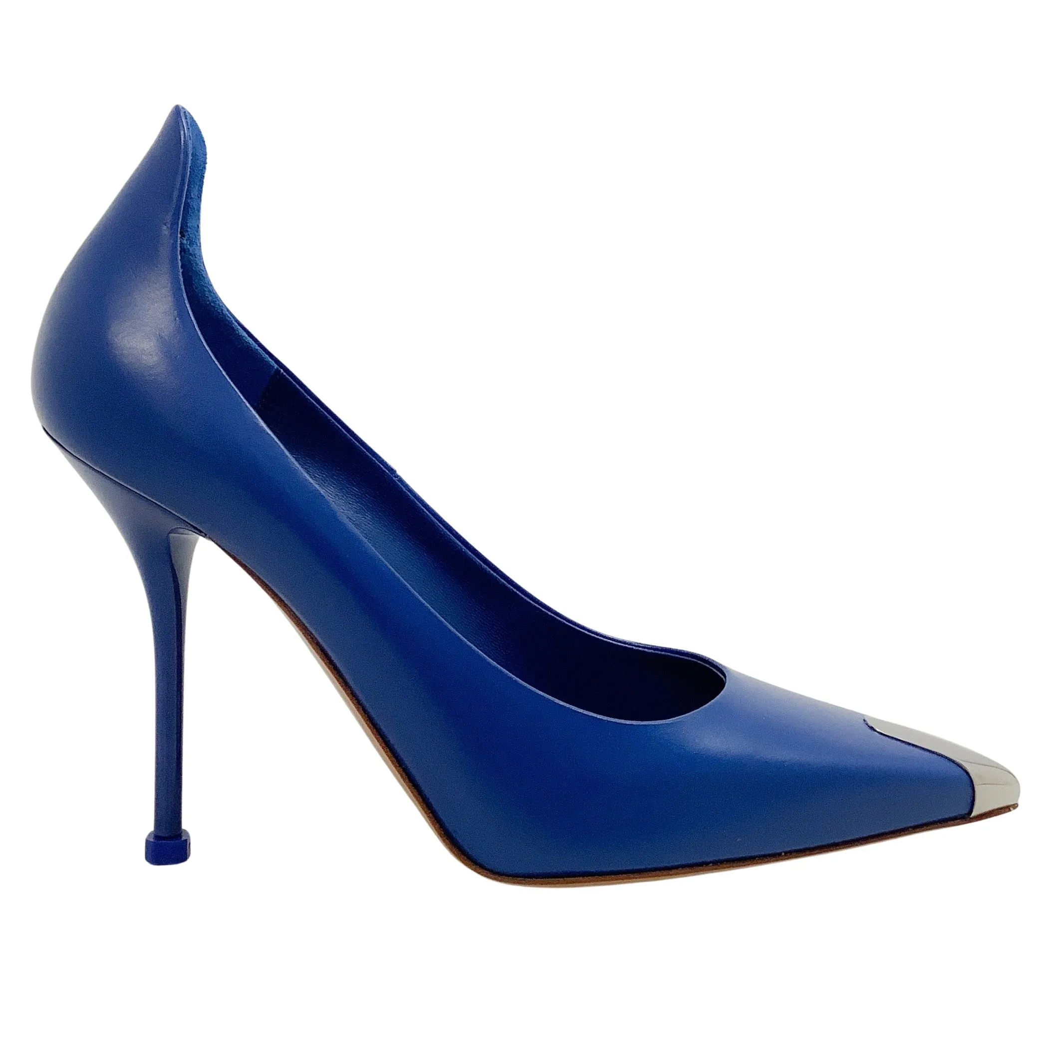 Alexander McQueen Electric Blue High Back Pointed Toe Pumps