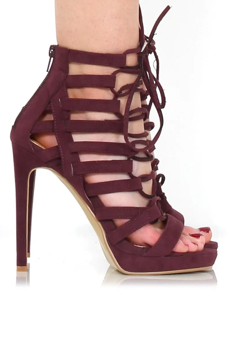 Angel Oxblood Caged Platform heels