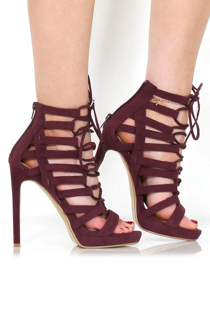 Angel Oxblood Caged Platform heels