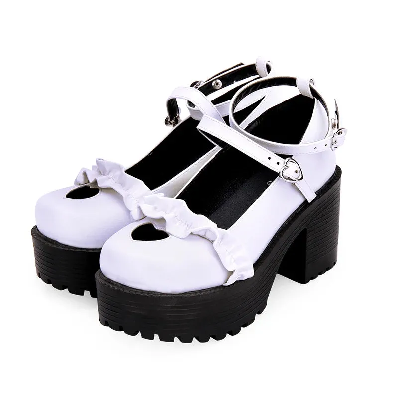 Angelic Imprint Mori Girl Lolita Platform Party Shoes - Pearlescent PU with 8cm Heels