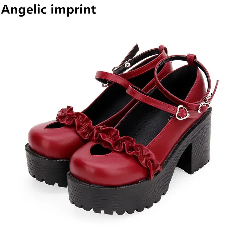 Angelic Imprint Mori Girl Lolita Platform Party Shoes - Pearlescent PU with 8cm Heels