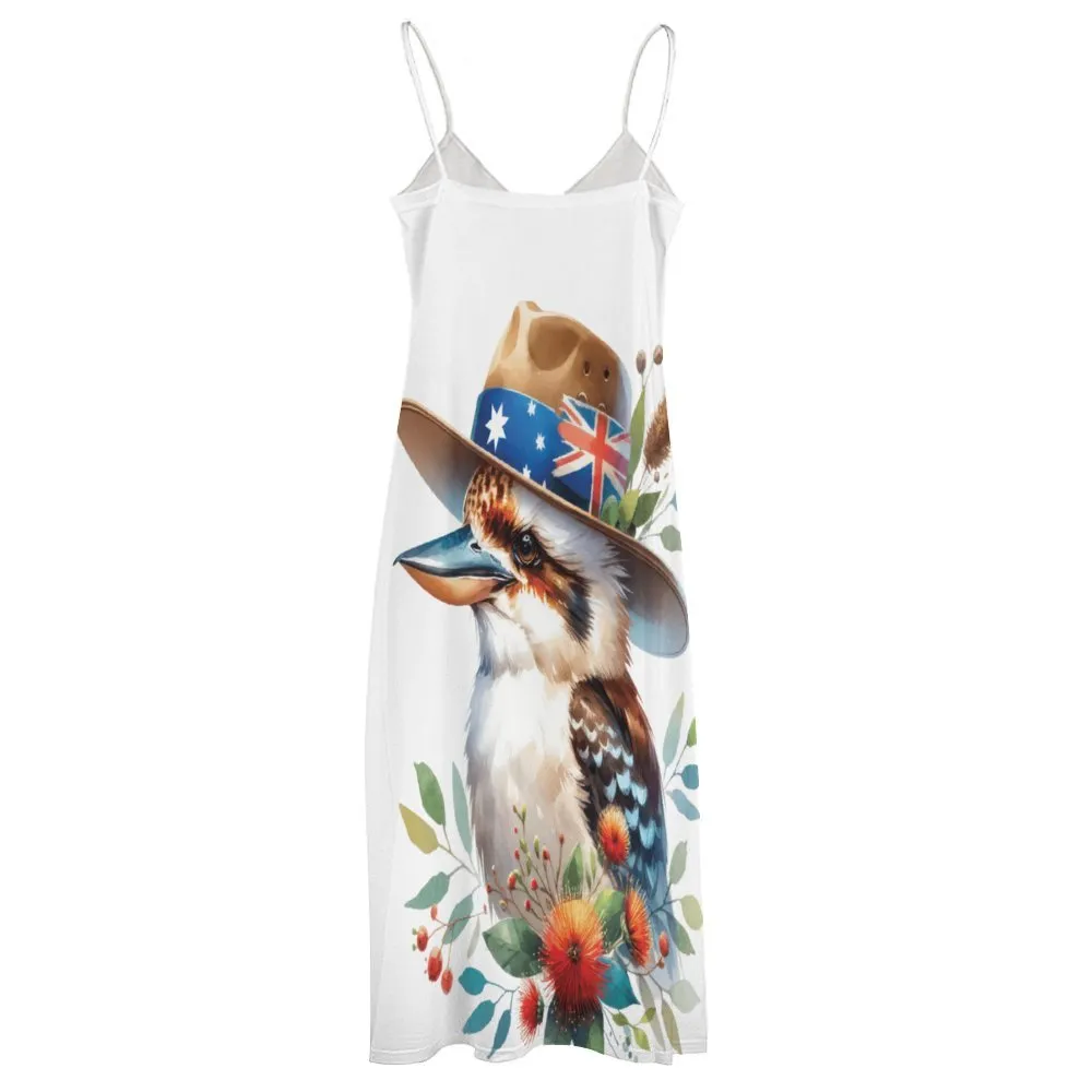 Australian Animals Kookaburra Spaghetti Strap Ankle-Length Dress Long dress