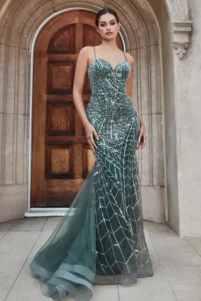 Beaded Mermaid Gown by Andrea & Leo Couture A1109 Penelope Gown - Special Occasion