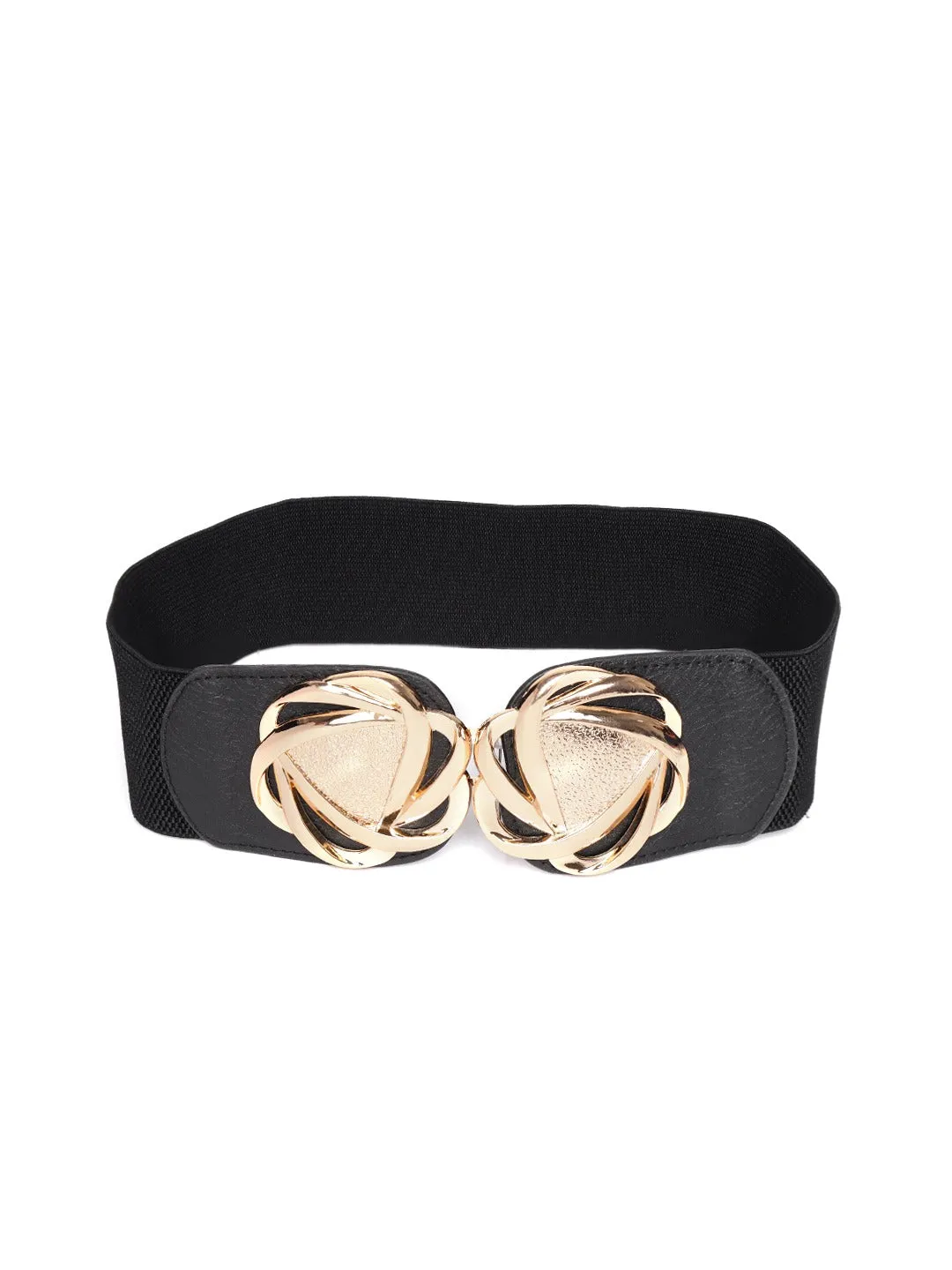 Berrylush Women Black Flower Buckle Belt