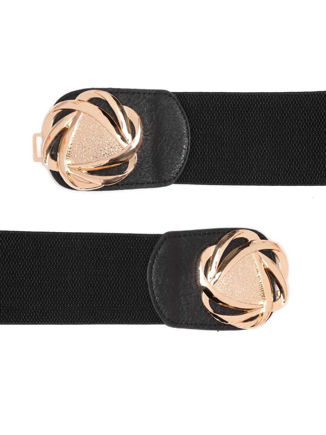 Berrylush Women Black Flower Buckle Belt