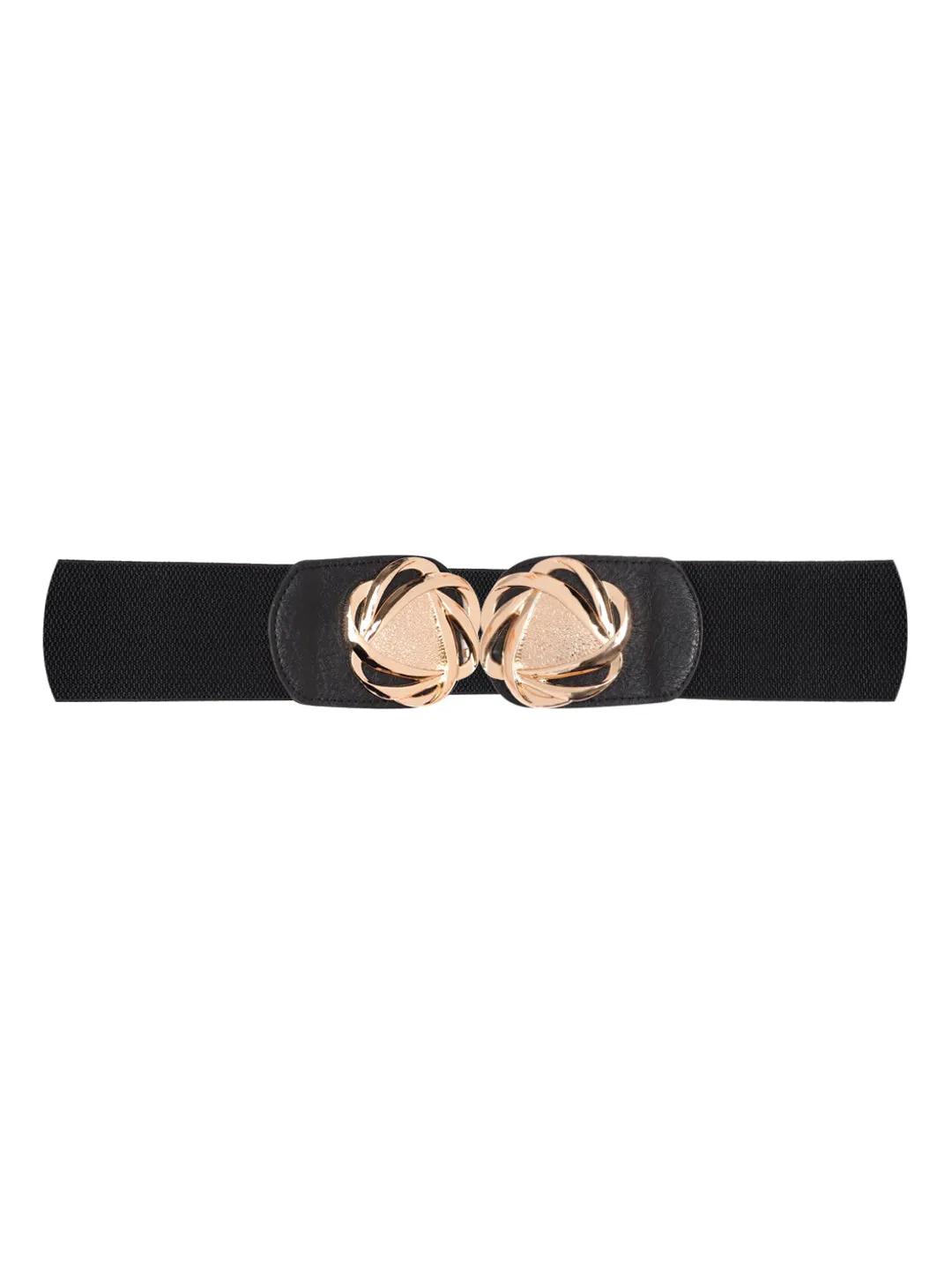 Berrylush Women Black Flower Buckle Belt