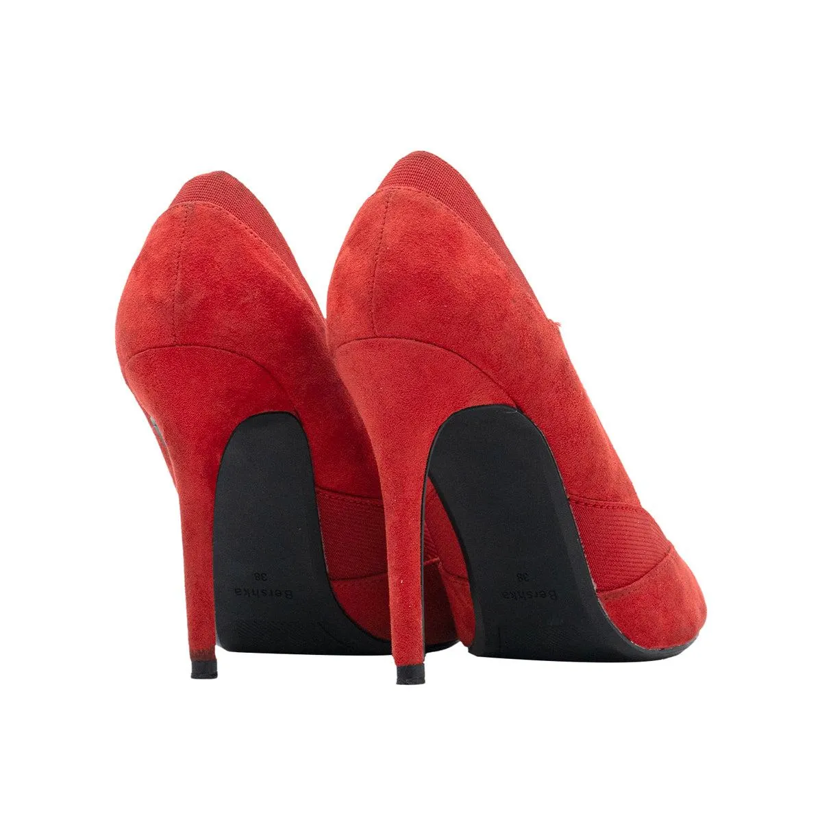 Bershka Pointed Toe High-Heel Shoes Fabric Red Colour For Women