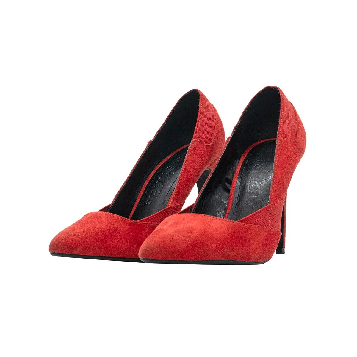 Bershka Pointed Toe High-Heel Shoes Fabric Red Colour For Women