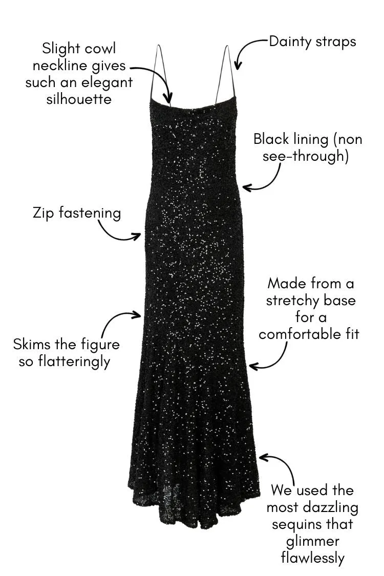 Black Sequin Mya Dress