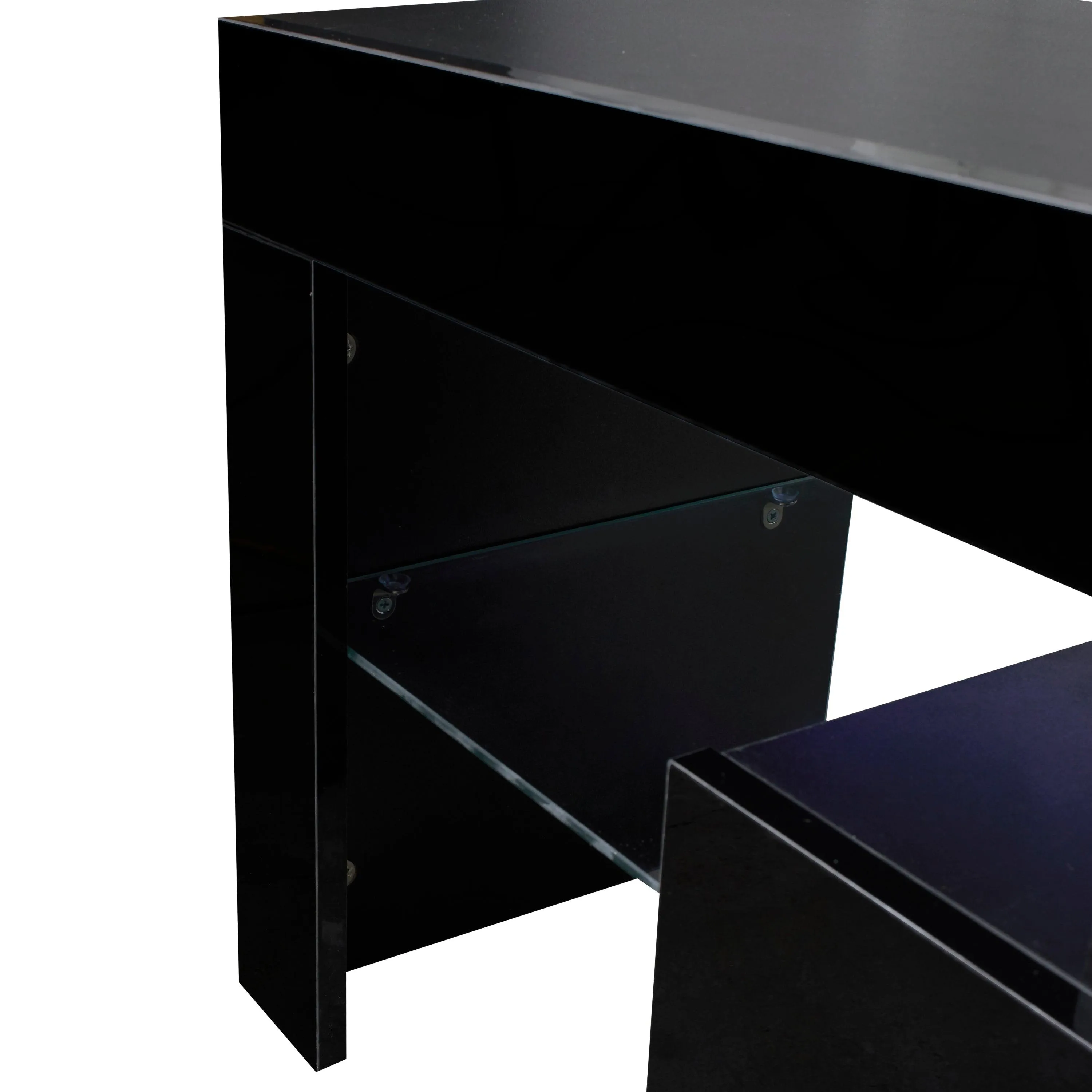 Black TV Stand with LED RGB Lights, Flat Screen Cabinet