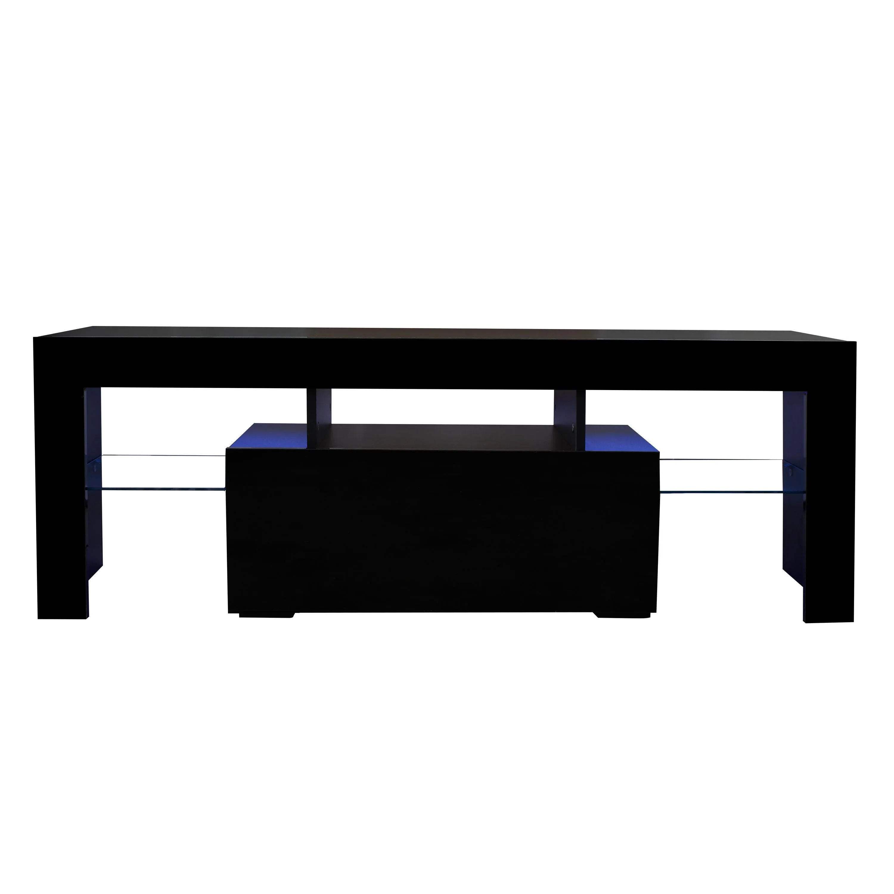 Black TV Stand with LED RGB Lights, Flat Screen Cabinet