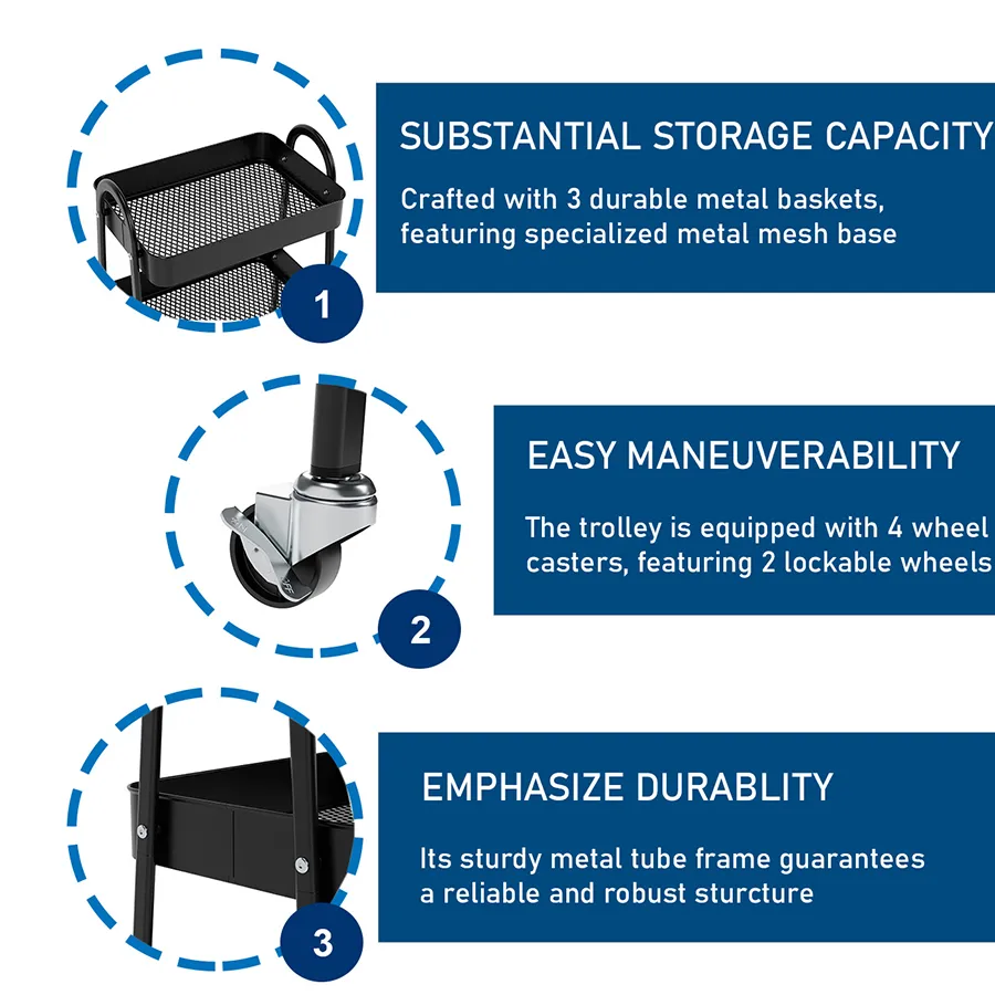 Bryson 3 Tier Rolling Cart