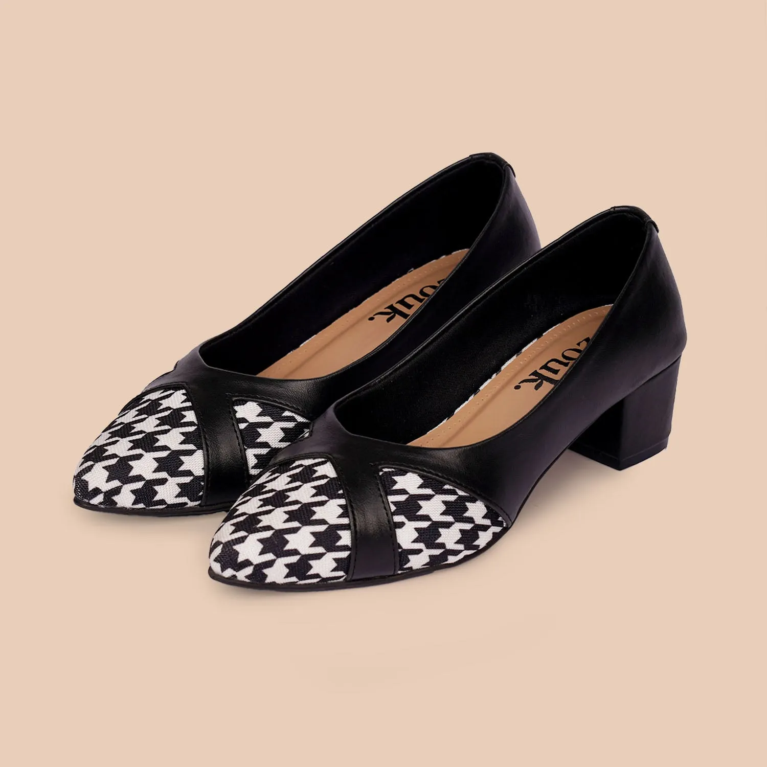 Calcutta Houndstooth Formal Block Heels