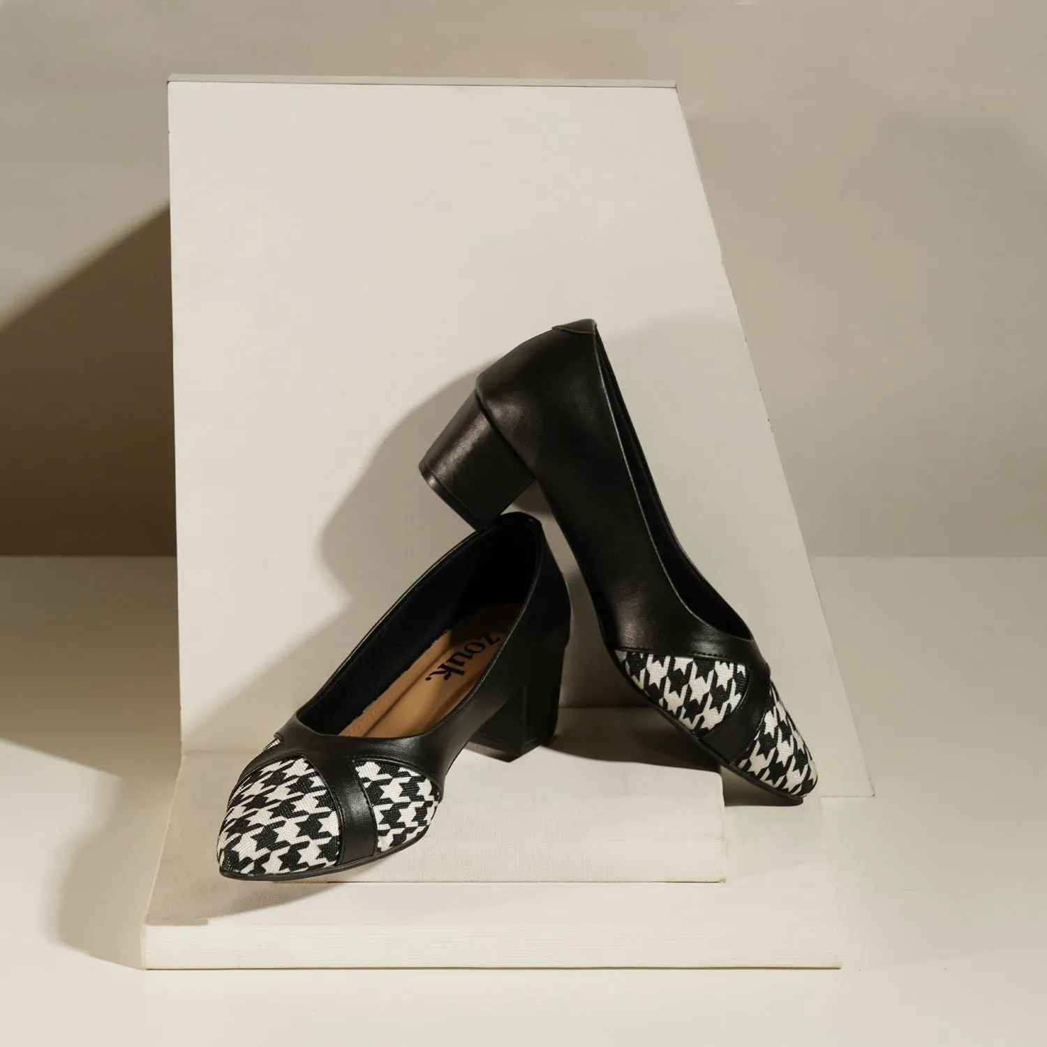 Calcutta Houndstooth Formal Block Heels