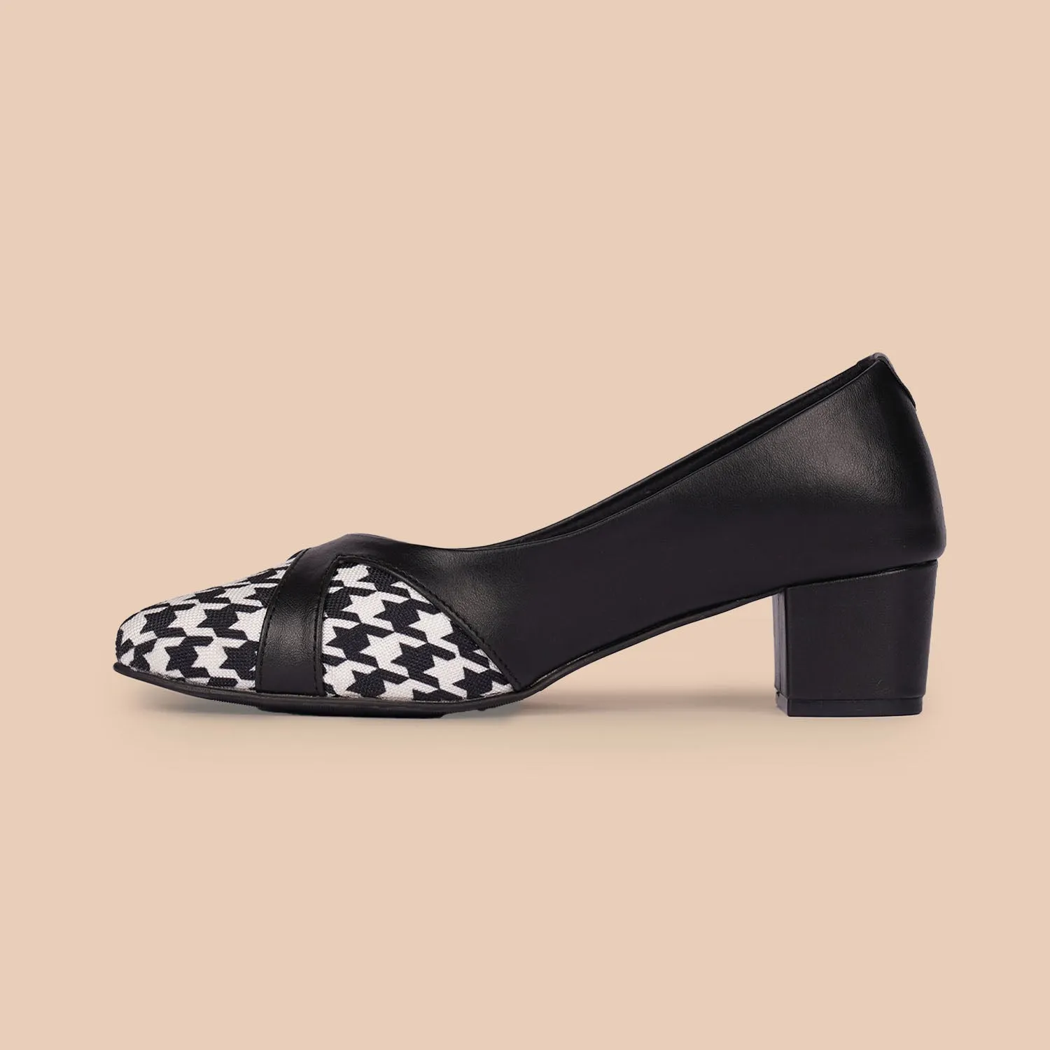 Calcutta Houndstooth Formal Block Heels