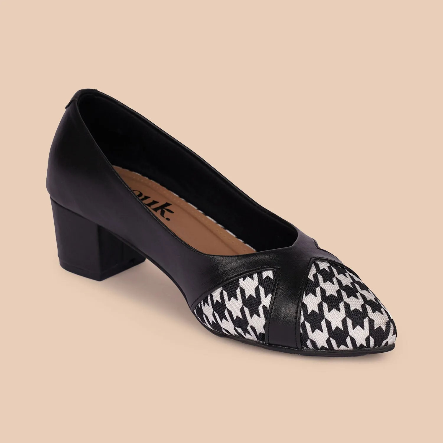 Calcutta Houndstooth Formal Block Heels