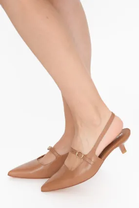 Candor Brandy Leather Slingback Heel