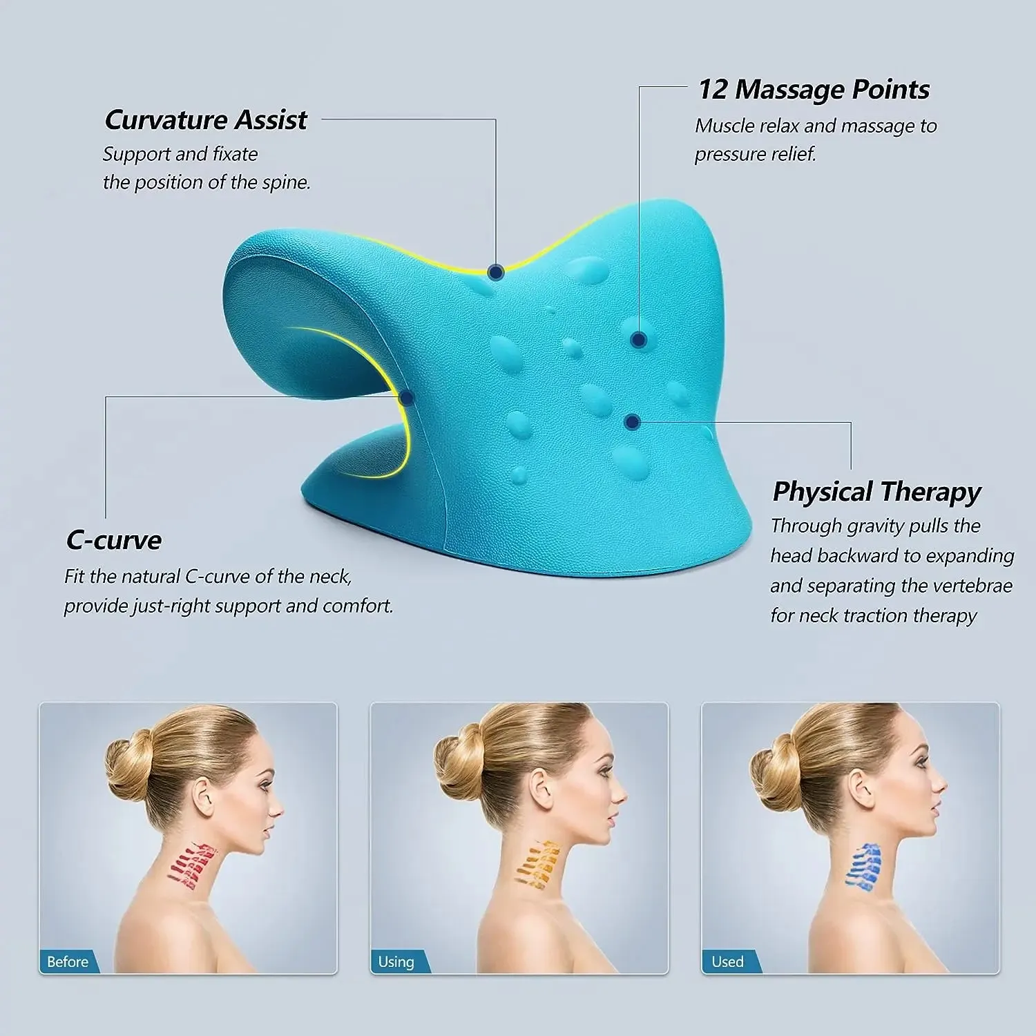 Cervical Spine Stretch Neck Shoulder Relaxer Cervical Muscle Relaxation Massage Pillow Spine Correction