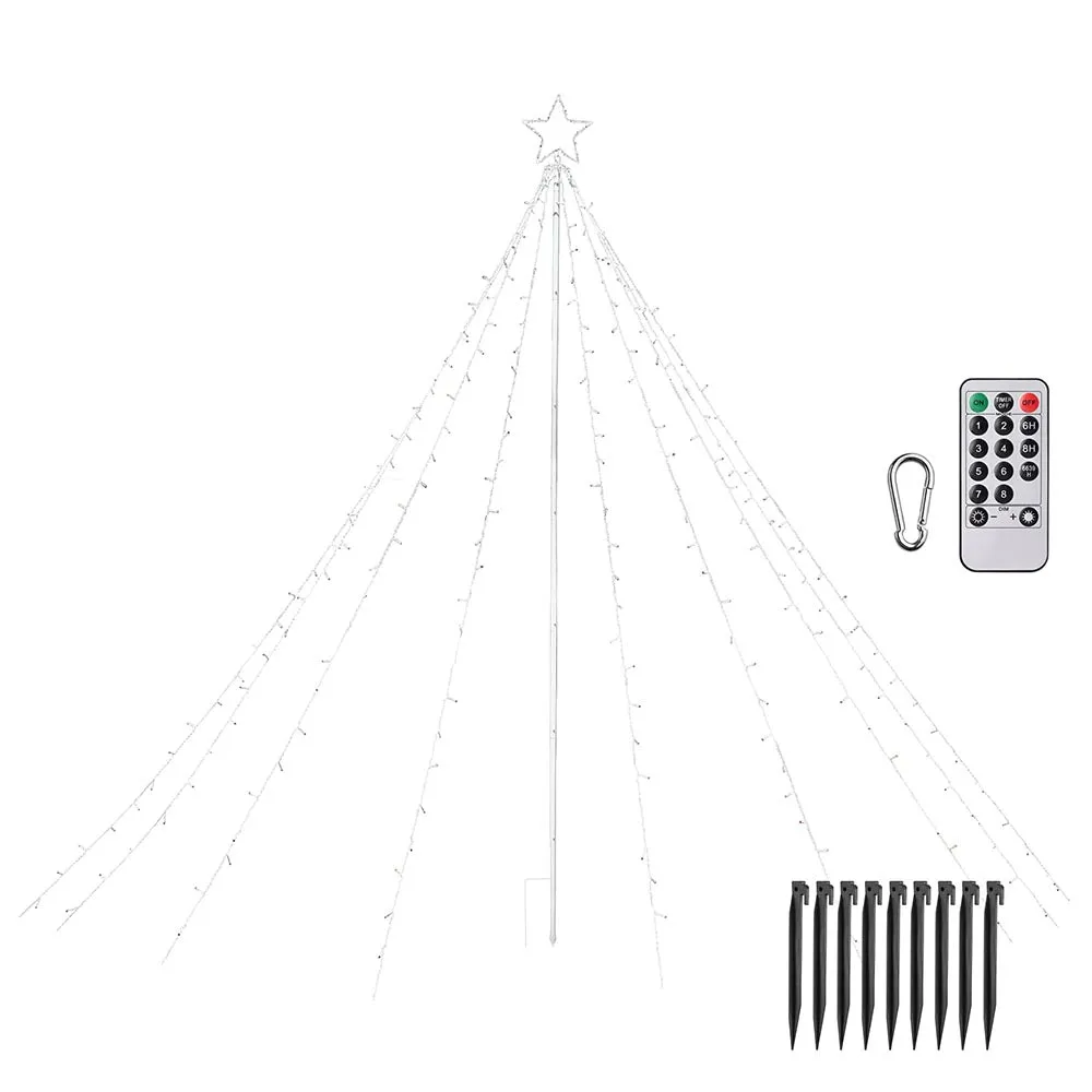 Christmas Tree Light with Pole & Star 9-String