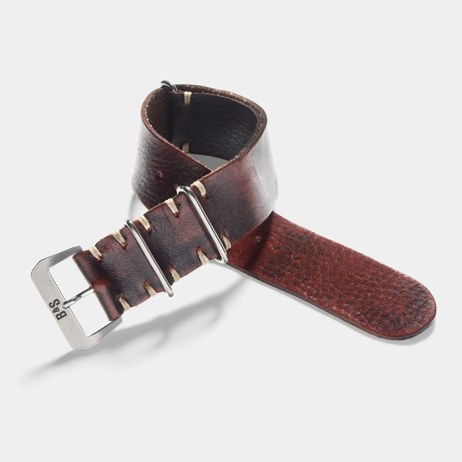 Diablo Black Single Pass Leather Watch Strap