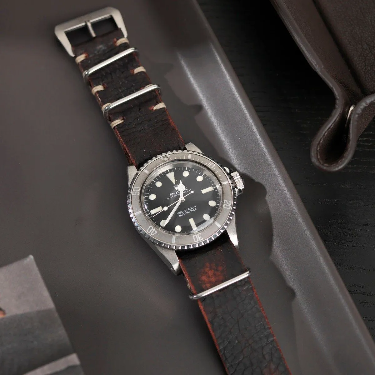 Diablo Black Single Pass Leather Watch Strap