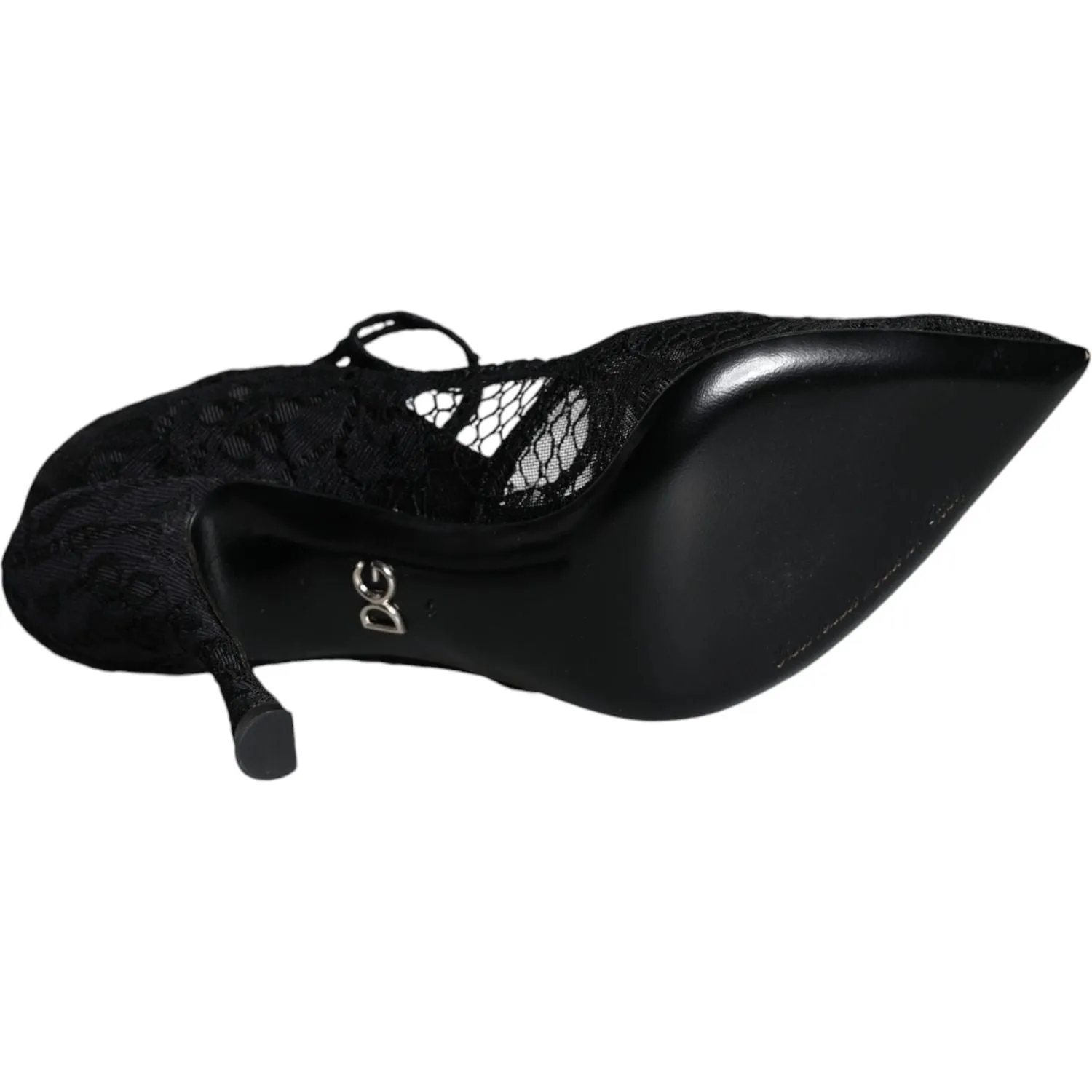 Dolce & Gabbana Black Mary Jane Pumps Lace Crystals Heels Shoes