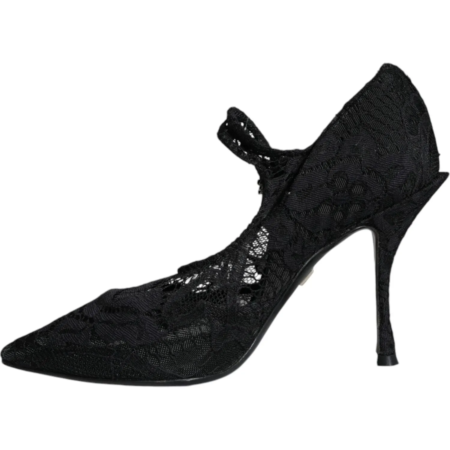 Dolce & Gabbana Black Mary Jane Pumps Lace Crystals Heels Shoes