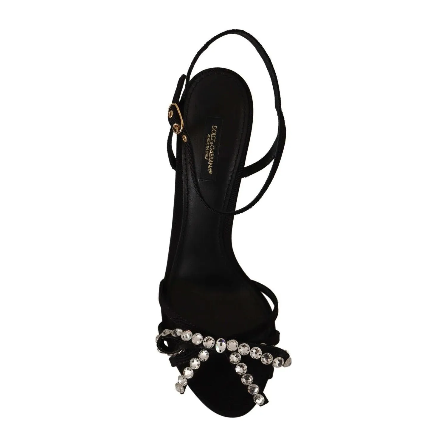 Dolce & Gabbana Elegant Black Viscose Ankle Strap Sandals with Crystals