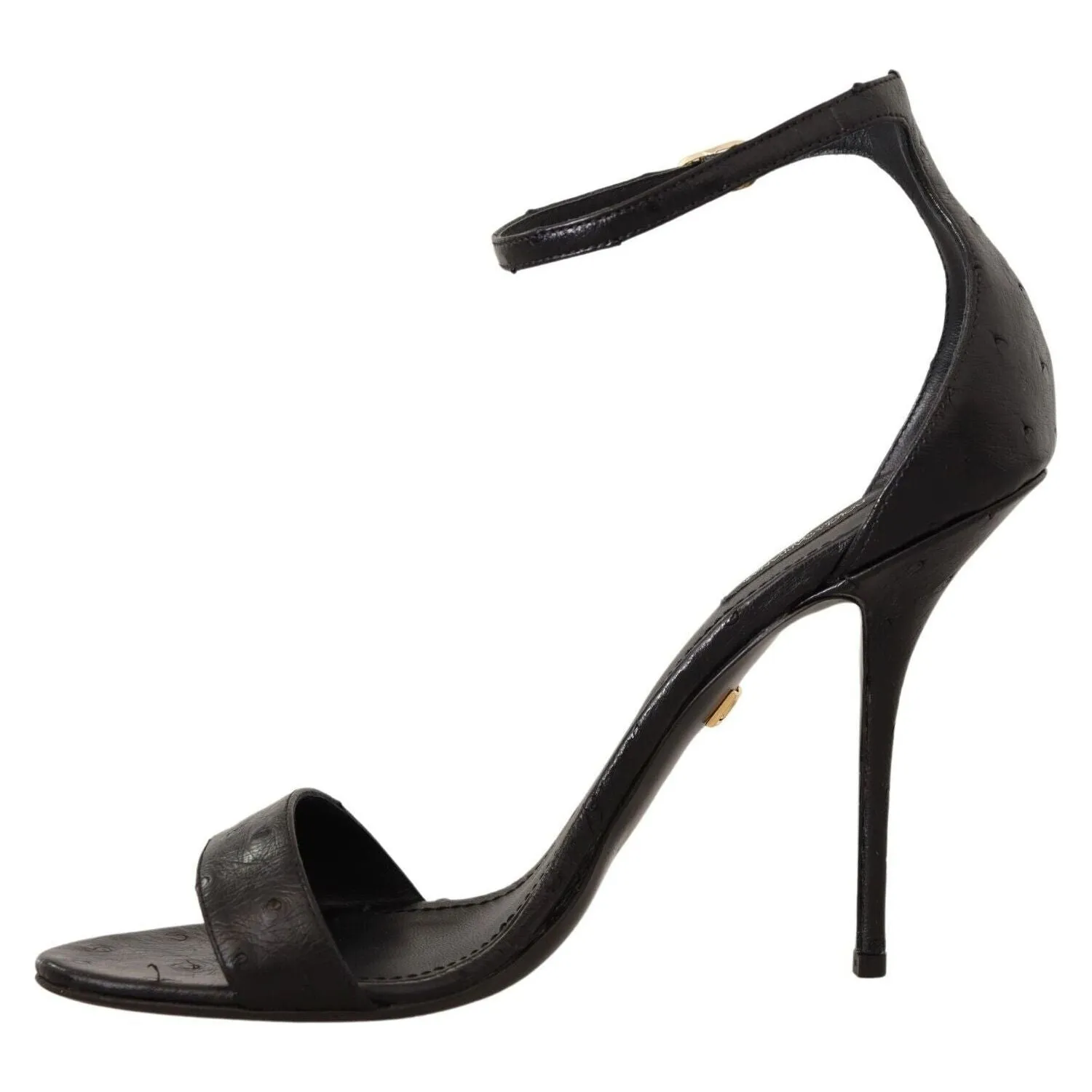 Dolce & Gabbana Elegant Ostrich Leather Ankle Strap Heels