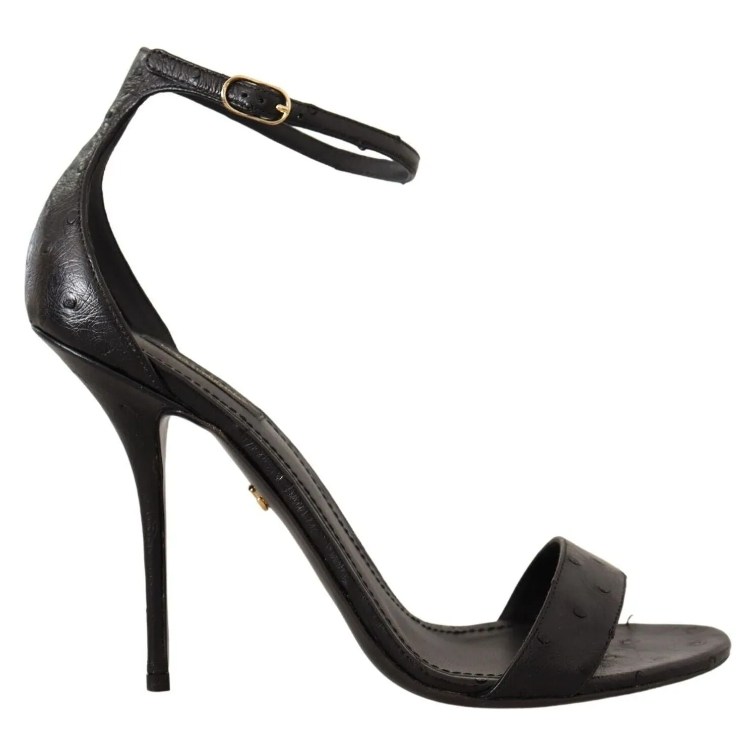 Dolce & Gabbana Elegant Ostrich Leather Ankle Strap Heels