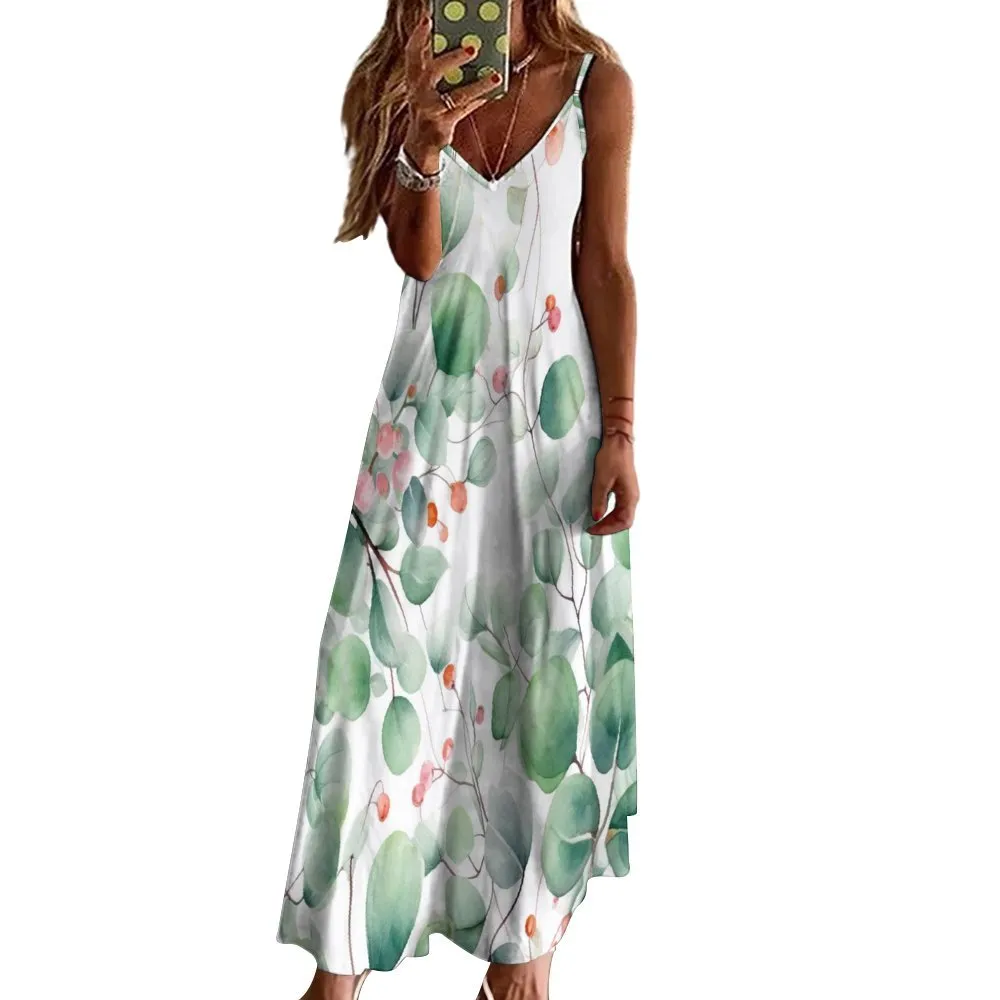 Eucalyptus Spaghetti Strap Ankle-Length Dress Long dress