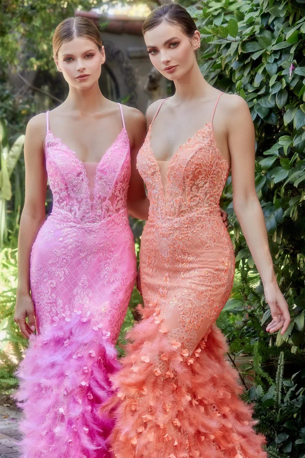 Fitted Feather Mermaid Gown by Andrea & Leo Couture A1116 - Special Occasion