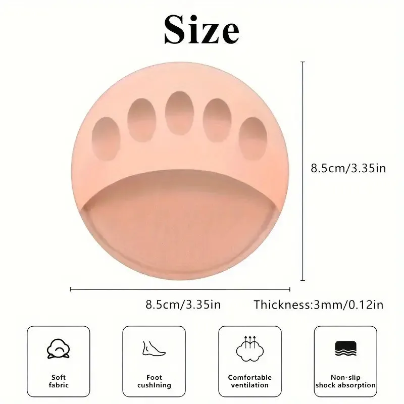 Five-Toe Forefoot Pads For Women High Heels, Shock Absorption Half Insoles, Toe Pad Inserts