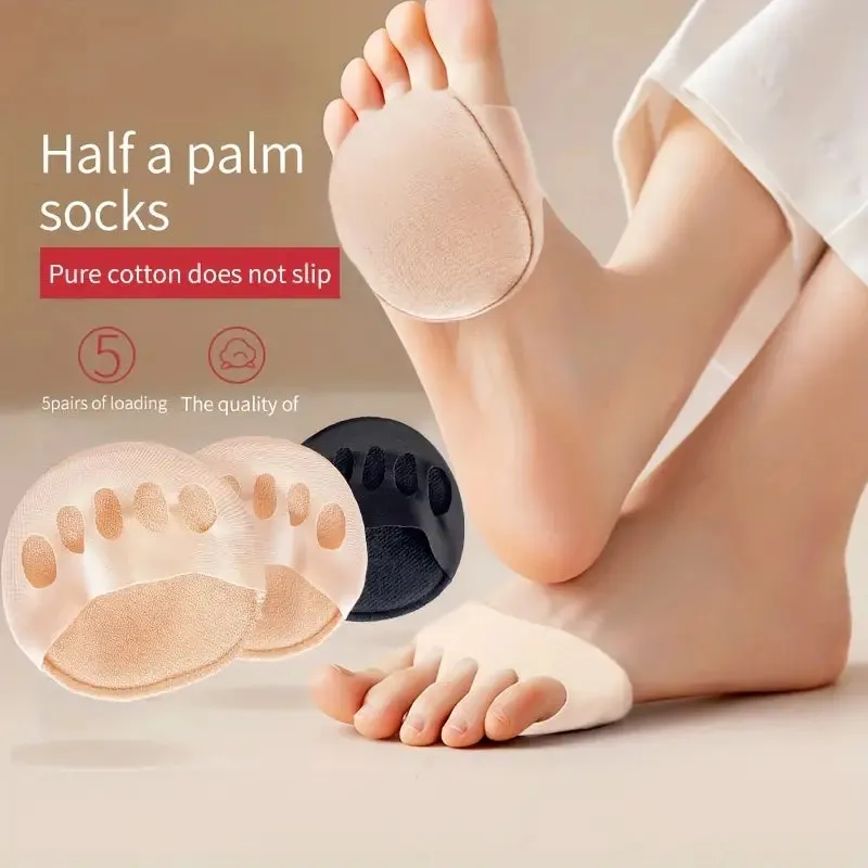 Five-Toe Forefoot Pads For Women High Heels, Shock Absorption Half Insoles, Toe Pad Inserts