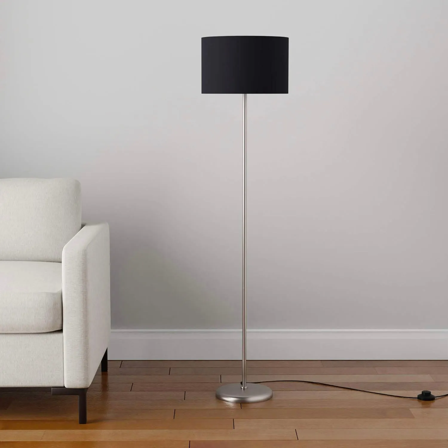 Floor Standing Lamp with LED Bulb - 13.7" x 13.7" x 56.8", Metal, Black Shade