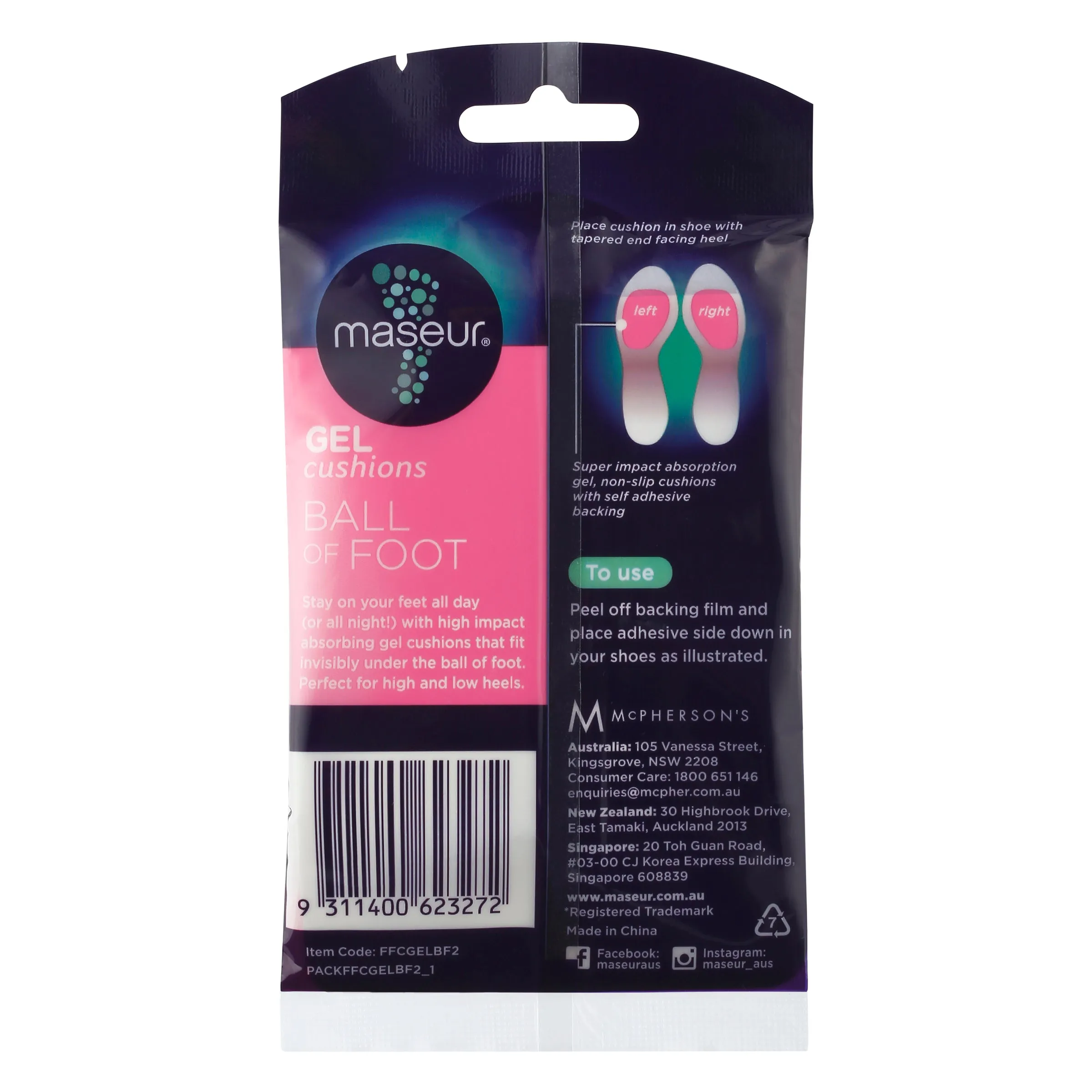 Footcare Ball of Foot Gel Cushions 2 Pairs