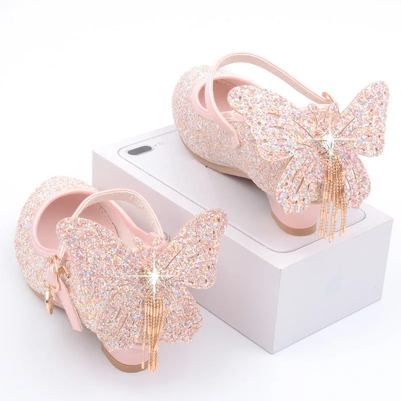 Girls Party Sequin Bow Elegant Children's Shoes