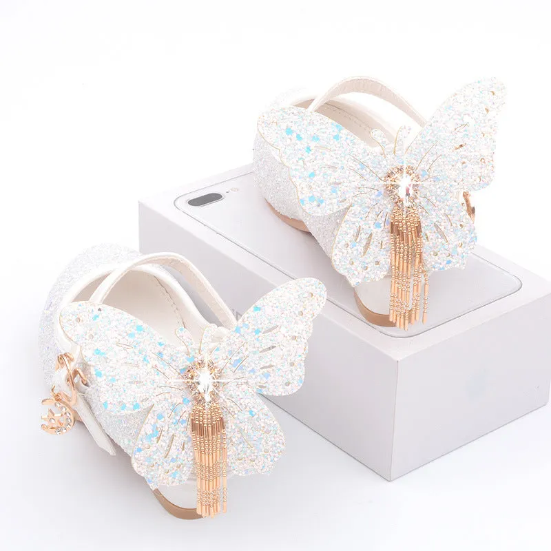 Girls Party Sequin Bow Elegant Children's Shoes