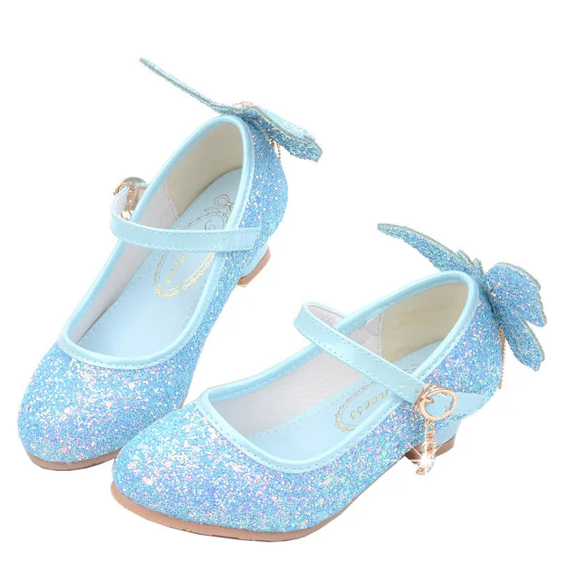 Girls Party Sequin Bow Elegant Children's Shoes