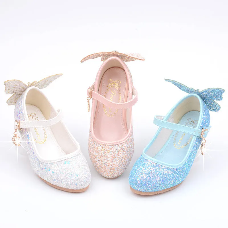 Girls Party Sequin Bow Elegant Children's Shoes