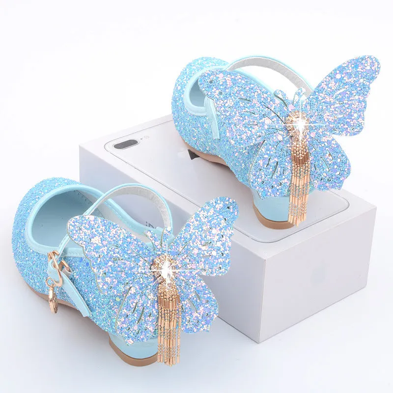 Girls Party Sequin Bow Elegant Children's Shoes